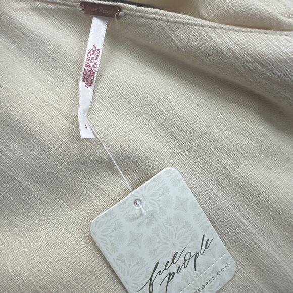 Free People Avery One Shoulder Jumpsuit Wide Leg Pockets Cream Ivory US 4 NWT - Picture 15 of 16